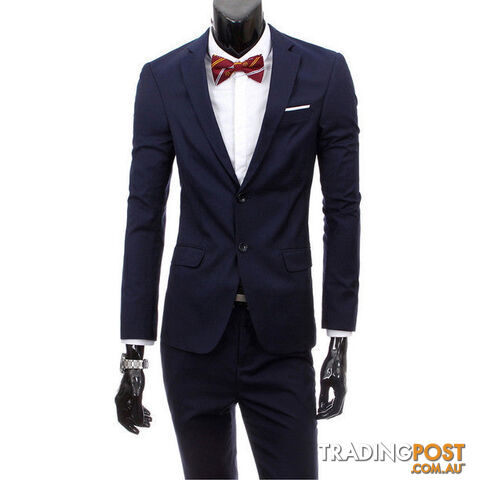 Custom Afterpay 2 pieces navy blue / XXXLboutique men suit sets / Men's two button Blazers suit+vest+jacket pants