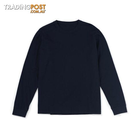 Custom Afterpay navy blue 240g / MLong Sleeve T Shirt Men Solid Color 100% Cotton O-neck Tops Plus Size High Quality T-shirt