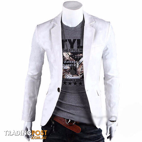 Custom Afterpay White / XXLStylish Men's Casual Slim Fit One Button Suit Pop Blazer Black Coat Jacket