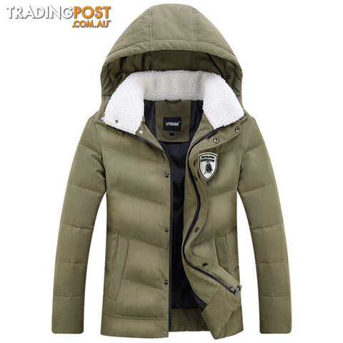 Custom Afterpay Army Green / XXLMen's White Duck Down Jacket Casual Solid Turn-dwon Collar Parka Jacket Men Fashion Overcoat Outerwear