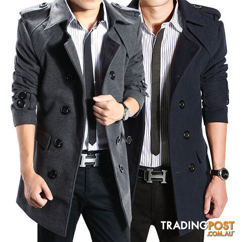 Custom Afterpay F59 grey / XLmale trench slim medium-long overcoat woolen fashion leisure men's clothing outerwear