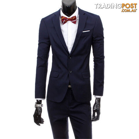 Custom Afterpay 2 pieces navy blue / Sboutique men suit sets / Men's two button Blazers suit+vest+jacket pants