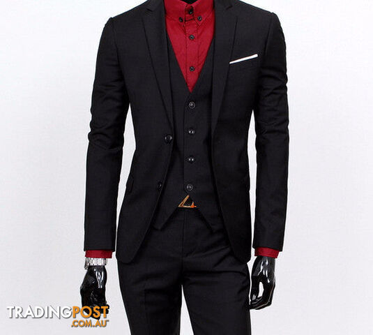 Custom Afterpay 3 pieces black / XLboutique men suit sets / Men's two button Blazers suit+vest+jacket pants