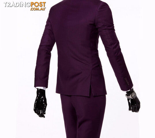 Custom Afterpay 2 pieces purple / Mboutique men suit sets / Men's two button Blazers suit+vest+jacket pants