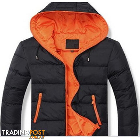 Custom Afterpay Black and orange / XLt Jacekt Men Brand Down Collar Casual Warm Coat Outerwear Parka Jacket Size Down Jacket Men M-3XL