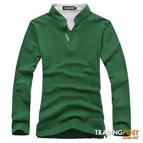 Custom Afterpay Green / XXXLFashion Brand Men Clothes Slim Fit Solid Long Sleeve T Shirts Men Cotton Casual T-Shirt Men tshirt Plus Size 5XL
