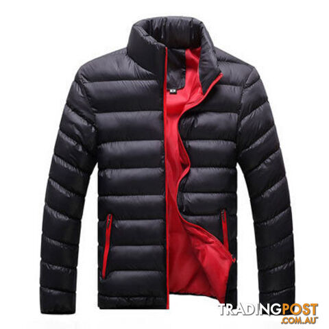 Custom Afterpay Black Red / XXXLJacket Men Men Cotton Blend Coats Zipper Mens Jacket Casual Thick Outwear For Men Asia Size 4XL Clothing Male,EDA104