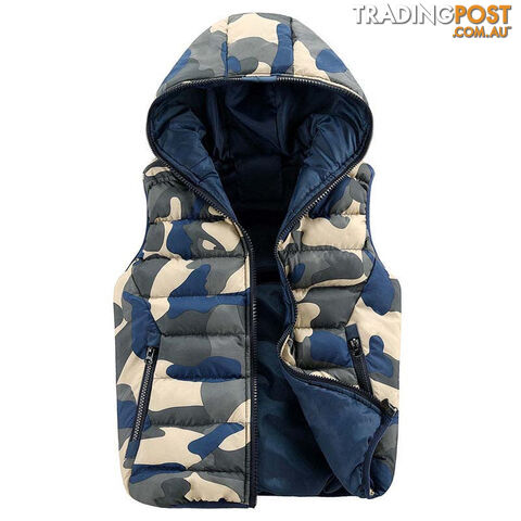 Custom Afterpay 803 Camo Blue / XXLHooded Vest Men Camo Waistcoat Casual Thick Warm Down Cotton Stand Collar Vest Male Large Size Jacket & Coat351