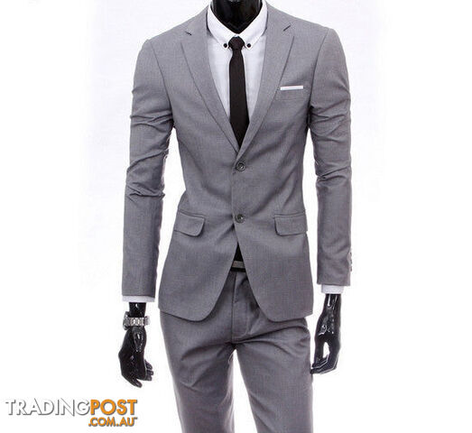 Custom Afterpay 2 pieces gray / Sboutique men suit sets / Men's two button Blazers suit+vest+jacket pants