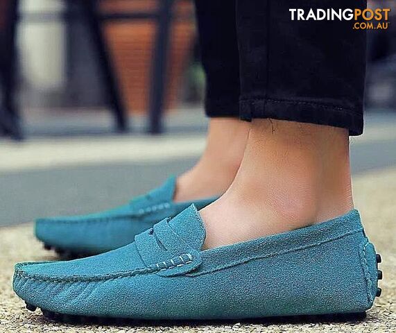 Custom Afterpay Sky Blue / 8Style Soft Moccasins Men Loafers High Genuine Leather Shoes Men Flats Gommino Driving Shoes