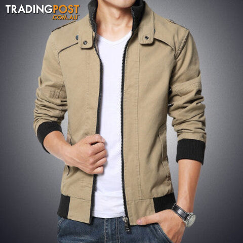 Custom Afterpay khaki / Mfashion male casual jacket solid fall mens jackets and coats men's jacket plus size 3XL 4XL 5XL