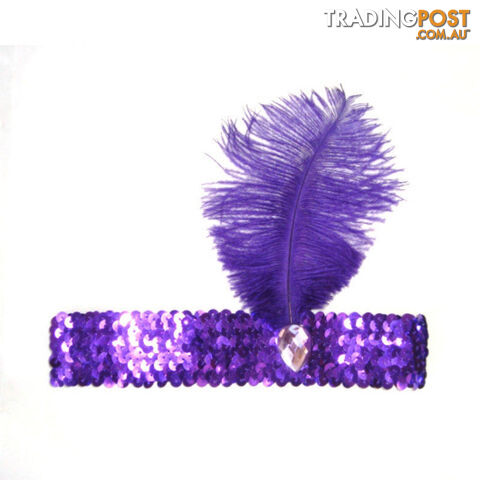 Custom Afterpay ZFeather Headband 1920's Flapper Sequin Headpiece Costume Head Band Party Favor