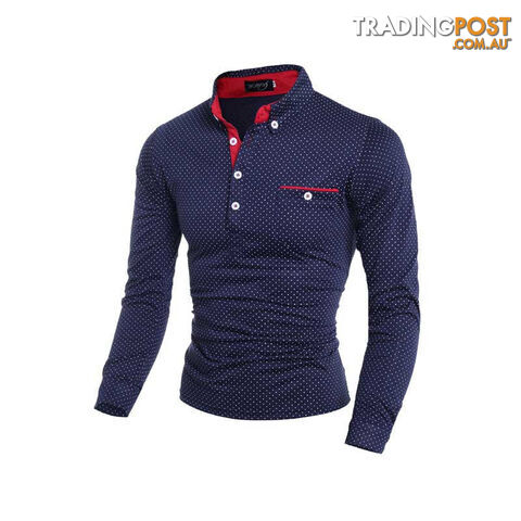 Custom Afterpay Navy Blue / XXXLBlack White Dot Casual Cotton T Shirt Fashion Brand Men T Shirt Long Sleeve Men's Clothes M-XXXL