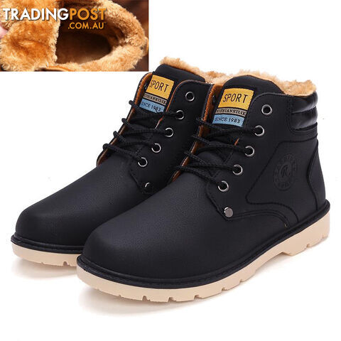 Custom Afterpay Winter Black / 8Keep Warm Men Boots High pu Leather Casual Boots Working Fahsion Boots Essential Shoes