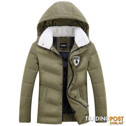 Custom Afterpay Army Green / LMen's White Duck Down Jacket Casual Solid Turn-dwon Collar Parka Jacket Men Fashion Overcoat Outerwear