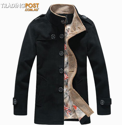 Custom Afterpay Black / LMen High Wool Blends Trench Coat Male Plus Size Thick Warm Jackets Coat, Size 5xl=us 3xl,g5181