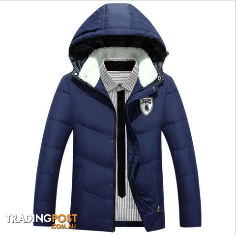 Custom Afterpay Blue / LMen's White Duck Down Jacket Casual Solid Turn-dwon Collar Parka Jacket Men Fashion Overcoat Outerwear