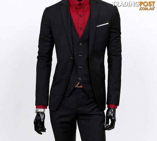 Custom Afterpay 3 pieces black / XSboutique men suit sets / Men's two button Blazers suit+vest+jacket pants