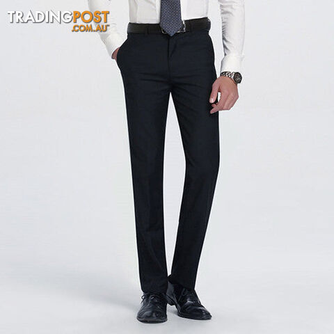 Custom Afterpay X30 6 / 32Men's Gray-Solid Suit Separate Pant Flat-Front Slim Fit Unelastic Lightweight Wrinkle-resistant Business Dress Pants