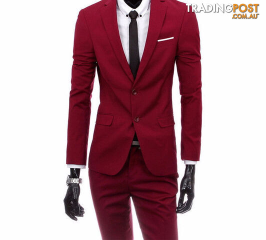 Custom Afterpay 2 pieces wine red / XSboutique men suit sets / Men's two button Blazers suit+vest+jacket pants