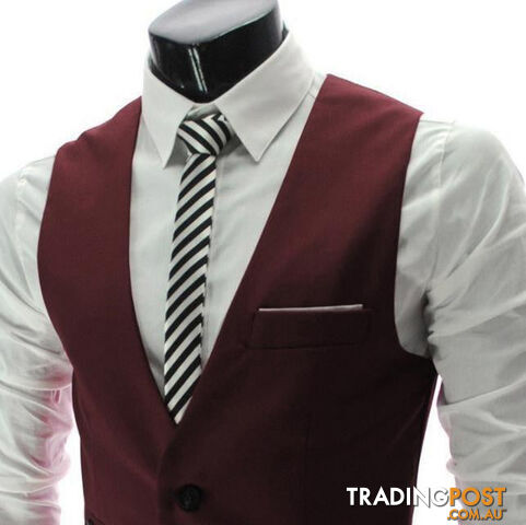Custom Afterpay Wine red / SThe men's fashion leisure suit vest / Men's wedding banquet gentleman suit vest / Beckham with suit vest v-neck men