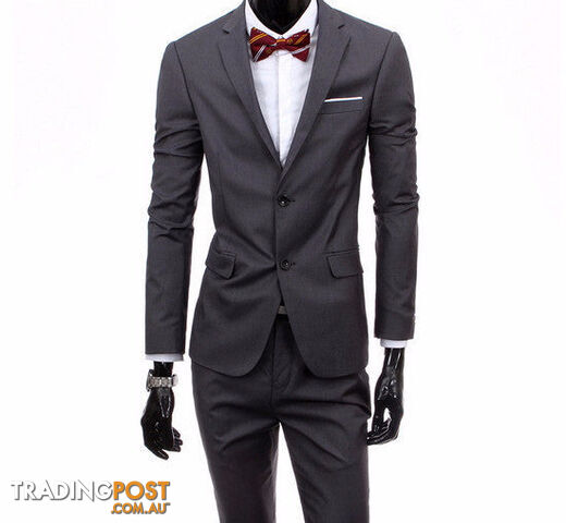 Custom Afterpay 2 pieces dark gray / XSboutique men suit sets / Men's two button Blazers suit+vest+jacket pants