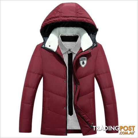 Custom Afterpay Red / XXLMen's White Duck Down Jacket Casual Solid Turn-dwon Collar Parka Jacket Men Fashion Overcoat Outerwear