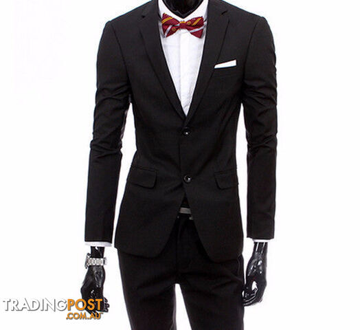 Custom Afterpay 2 pieces black / XLboutique men suit sets / Men's two button Blazers suit+vest+jacket pants