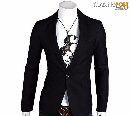 Custom Afterpay Black / XXXLStylish Men's Casual Slim Fit One Button Suit Pop Blazer Black Coat Jacket