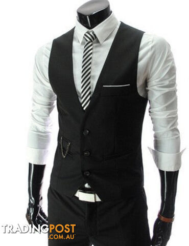Custom Afterpay Black / MHigh Brand Dress Suit Vest Men Fashion Black Gray Formal Business Men Vests Slim Fit Men Casual Outwear DO1110