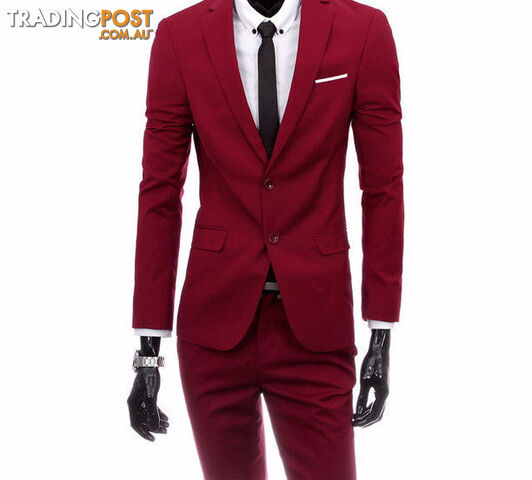 Custom Afterpay 2 pieces wine red / Lboutique men suit sets / Men's two button Blazers suit+vest+jacket pants
