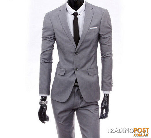 Custom Afterpay 2 pieces gray / Lboutique men suit sets / Men's two button Blazers suit+vest+jacket pants