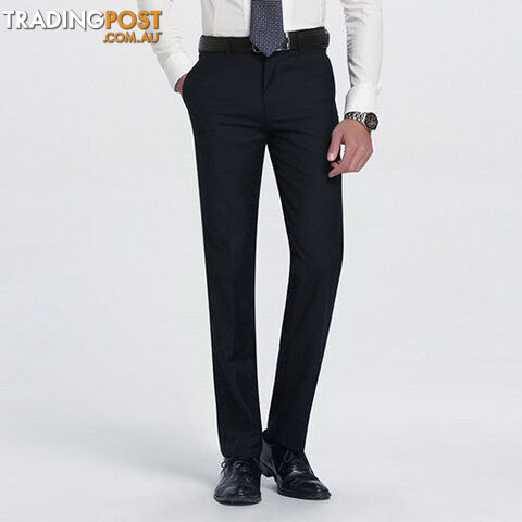 Custom Afterpay X30 6 / 34Men's Gray-Solid Suit Separate Pant Flat-Front Slim Fit Unelastic Lightweight Wrinkle-resistant Business Dress Pants