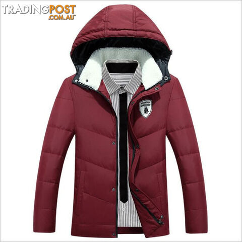 Custom Afterpay Red / XXXLMen's White Duck Down Jacket Casual Solid Turn-dwon Collar Parka Jacket Men Fashion Overcoat Outerwear