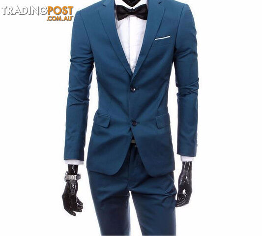 Custom Afterpay 2 pieces blue / XSboutique men suit sets / Men's two button Blazers suit+vest+jacket pants