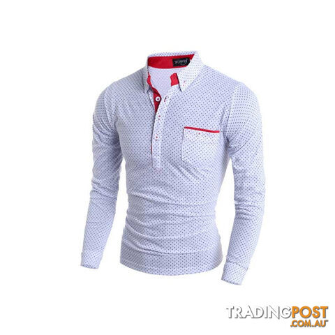 Custom Afterpay White / XLBlack White Dot Casual Cotton T Shirt Fashion Brand Men T Shirt Long Sleeve Men's Clothes M-XXXL