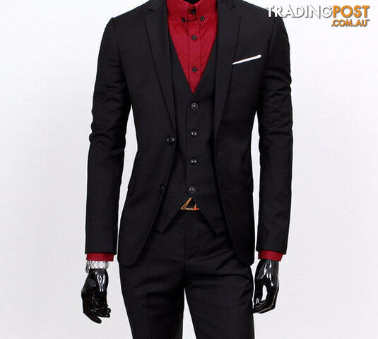 Custom Afterpay 3 pieces black / Lboutique men suit sets / Men's two button Blazers suit+vest+jacket pants