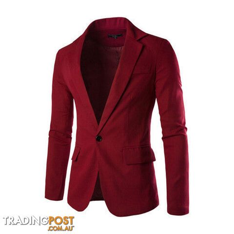 Custom Afterpay wine red / XXLOne Button Men Blazer Slim Fit Costume Homme Suit Jacket Masculine Blazer 8 Color