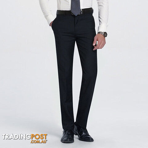 Custom Afterpay X30 6 / 29Men's Gray-Solid Suit Separate Pant Flat-Front Slim Fit Unelastic Lightweight Wrinkle-resistant Business Dress Pants