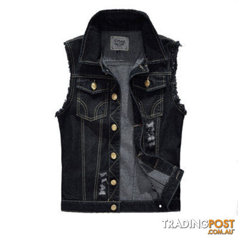 Custom Afterpay Black / SDenim Vest Mens Jackets Sleeveless Fashion Washed Jeans Waistcoat Mens Tank Top Cowboy Male Ripped Jacket Plus Size 4XL EDA359