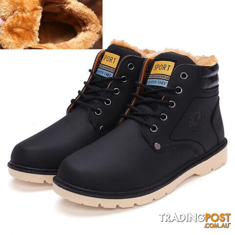 Custom Afterpay Winter Black / 8.5Keep Warm Men Boots High pu Leather Casual Boots Working Fahsion Boots Essential Shoes