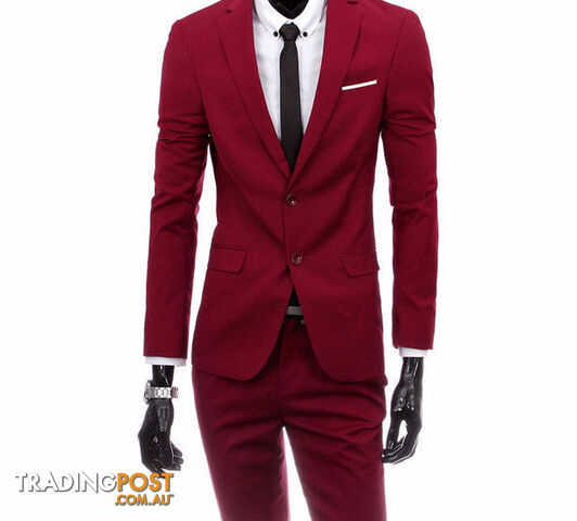 Custom Afterpay 2 pieces wine red / XXLboutique men suit sets / Men's two button Blazers suit+vest+jacket pants