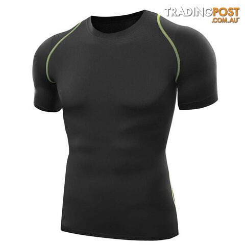 Custom Afterpay Black / XLMen T Shirts O-Neck Compression T Shirts Tops Tights Fitness Base Layer Tops Short Sleeve S-XXL