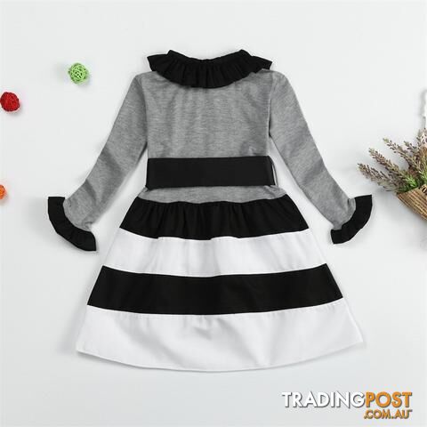 Custom Afterpay A0222HI / 5Girls Striped Dresses Baby Girl Dress Kids Clothes Party Wear Toddler Dresses For Children Clothes
