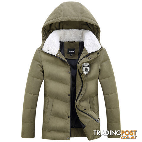 Custom Afterpay Army Green / XXXLMen's White Duck Down Jacket Casual Solid Turn-dwon Collar Parka Jacket Men Fashion Overcoat Outerwear