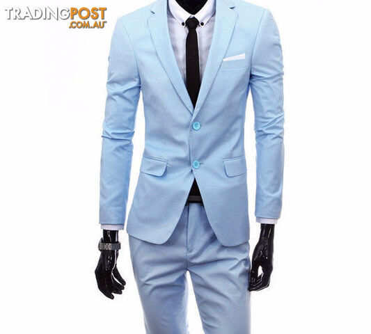 Custom Afterpay 2 pieces sky blue / XXLboutique men suit sets / Men's two button Blazers suit+vest+jacket pants
