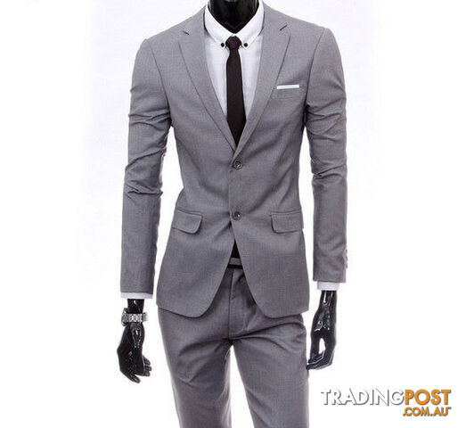 Custom Afterpay 2 pieces gray / XXXLboutique men suit sets / Men's two button Blazers suit+vest+jacket pants
