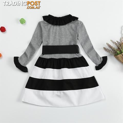 Custom Afterpay A0222G / 5Girls Striped Dresses Baby Girl Dress Kids Clothes Party Wear Toddler Dresses For Children Clothes