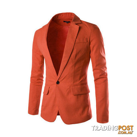 Custom Afterpay orange / XLOne Button Men Blazer Slim Fit Costume Homme Suit Jacket Masculine Blazer 8 Color
