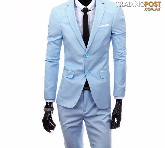 Custom Afterpay 2 pieces sky blue / XSboutique men suit sets / Men's two button Blazers suit+vest+jacket pants